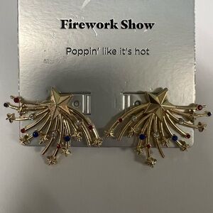 Sugarfix by BaubleBar Red Blue Gold Star Firework Earrings::NWT::